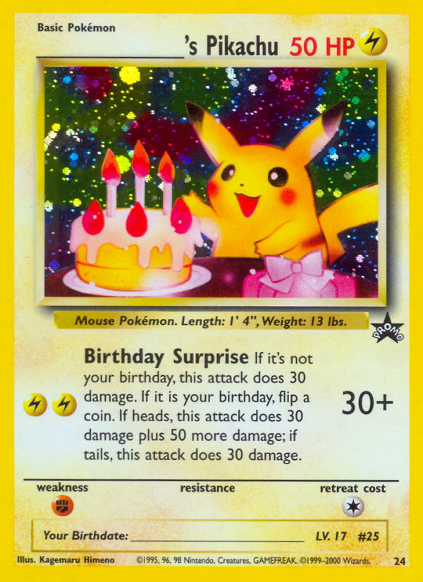 _____'s Pikachu (24) (Birthday Pikachu) [Wizards of the Coast: Black Star Promos] | Exor Games Bridgewater