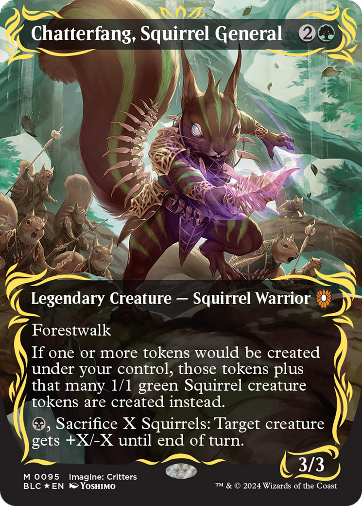 Chatterfang, Squirrel General (Borderless) (Raised Foil) [Bloomburrow Commander] | Exor Games Bridgewater