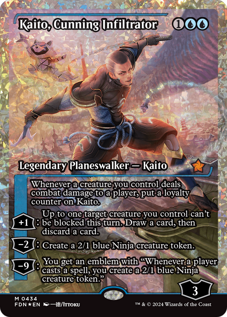 Kaito, Cunning Infiltrator (Showcase) (Frature Foil) [Foundations] | Exor Games Bridgewater