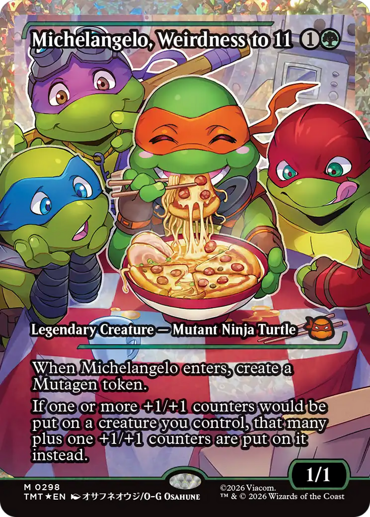 Michelangelo, Weirdness to 11 (Showcase) (Fracture Foil) [Teenage Mutant Ninja Turtles] | Exor Games Bridgewater