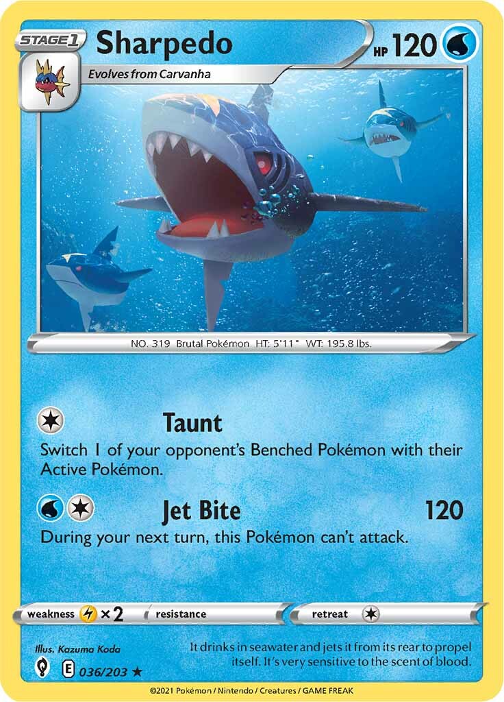 Sharpedo (036/203) [Sword & Shield: Evolving Skies] | Exor Games Bridgewater