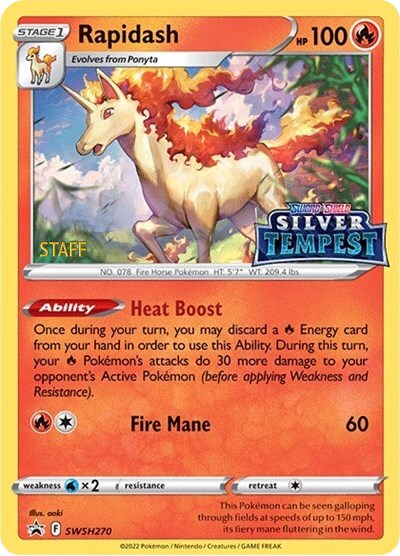 Rapidash (SWSH270) (Prerelease) (Staff) [Sword & Shield: Black Star Promos] | Exor Games Bridgewater