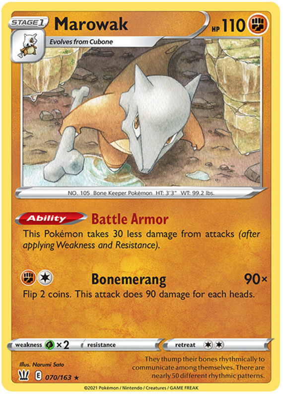 Marowak (070/163) [Sword & Shield: Battle Styles] | Exor Games Bridgewater