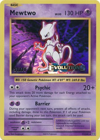 Mewtwo (51/108) (XY Evolutions Staff Prerelease) [XY: Black Star Promos] | Exor Games Bridgewater