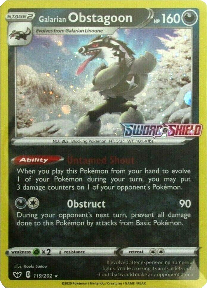 Galarian Obstagoon (119/202) (Cosmos Holo) [Sword & Shield: Base Set] | Exor Games Bridgewater