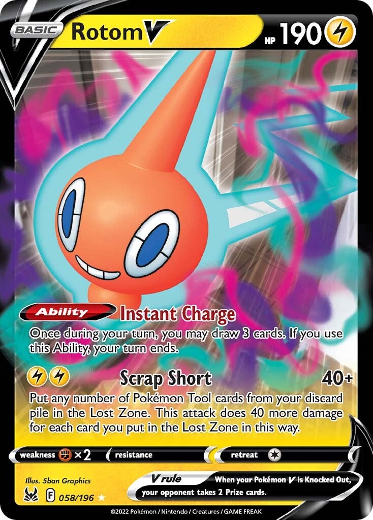 Rotom V (058/196) [Sword & Shield: Lost Origin] | Exor Games Bridgewater