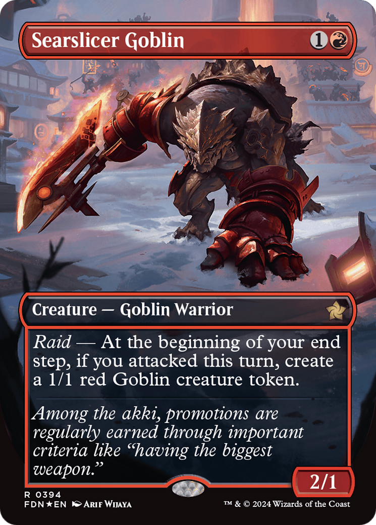 Searslicer Goblin (Borderless) (Mana Foil) [Foundations] | Exor Games Bridgewater