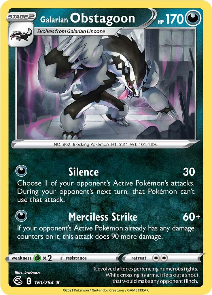 Galarian Obstagoon (161/264) [Sword & Shield: Fusion Strike] | Exor Games Bridgewater