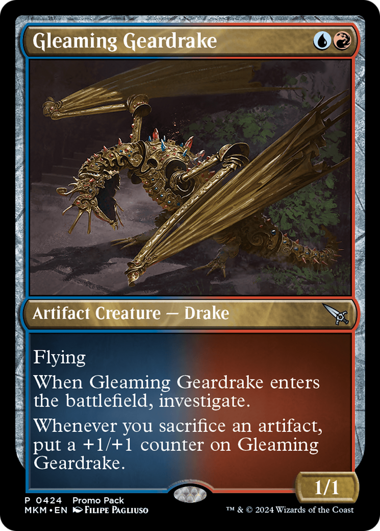 Gleaming Geardrake (Promo Pack) [Murders at Karlov Manor Promos] | Exor Games Bridgewater