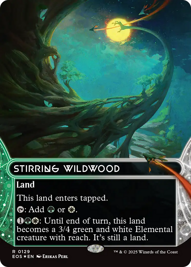 Stirring Wildwood (0129) (Borderless) (Galaxy Foil) [Edge of Eternities: Stellar Sights] | Exor Games Bridgewater