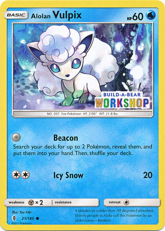 Alolan Vulpix (21/145) (Build A Bear Workshop Exclusive) [Sun & Moon: Guardians Rising] | Exor Games Bridgewater