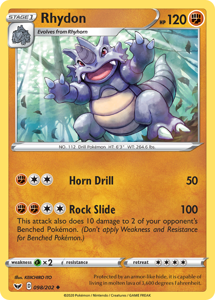 Rhydon (098/202) [Sword & Shield: Base Set] | Exor Games Bridgewater