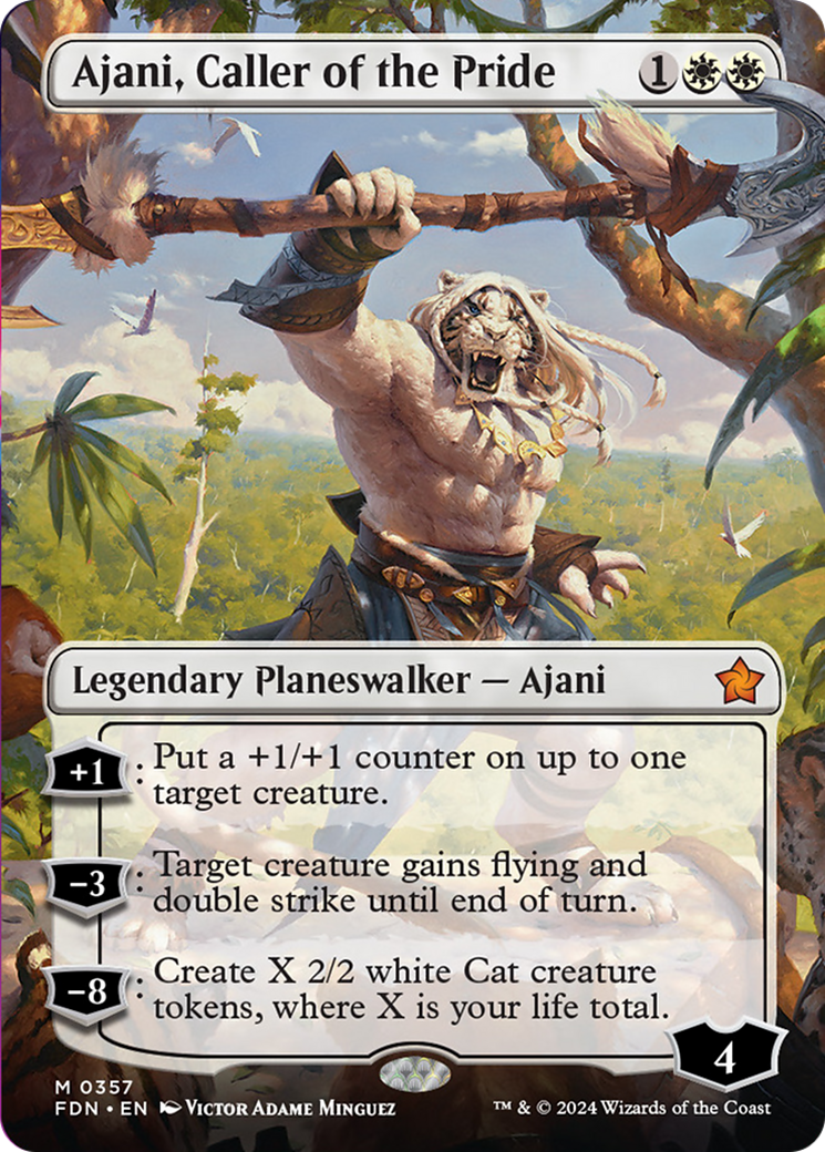 Ajani, Caller of the Pride (Borderless) [Foundations] | Exor Games Bridgewater