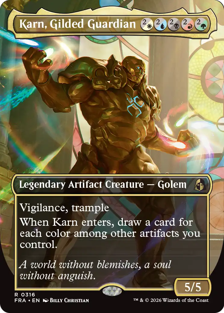 Karn, Gilded Guardian (Borderless) [Reality Fracture] | Exor Games Bridgewater