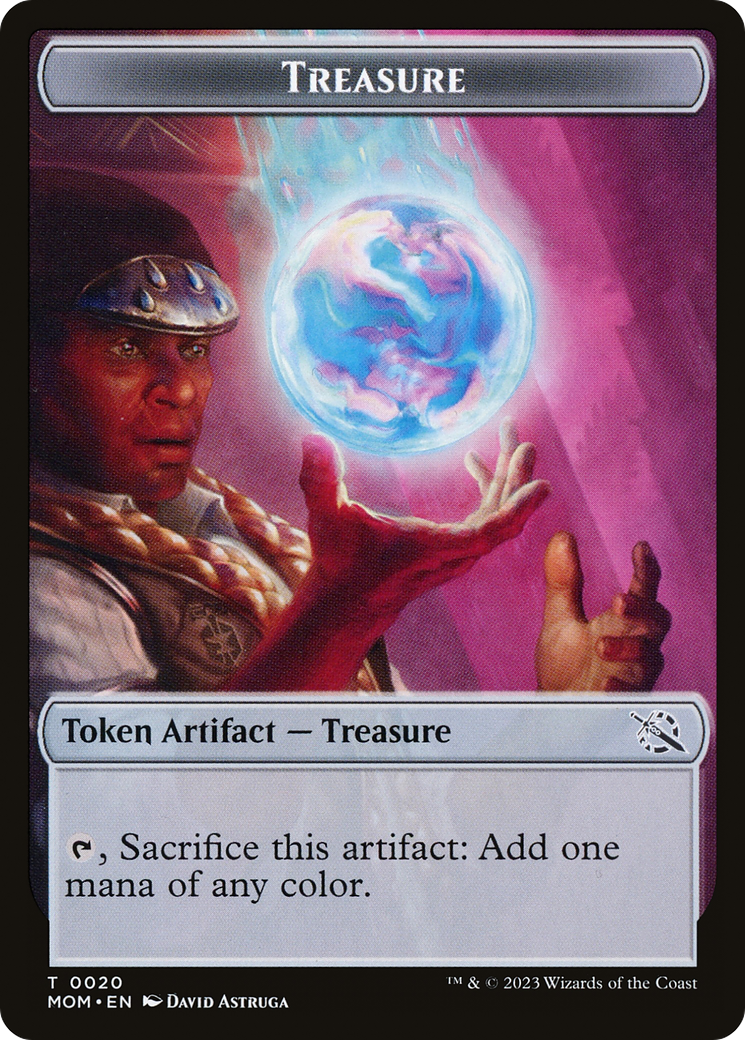 Treasure (20) // Teferi Akosa of Zhalfir Emblem Double-Sided Token [March of the Machine Tokens] | Exor Games Bridgewater