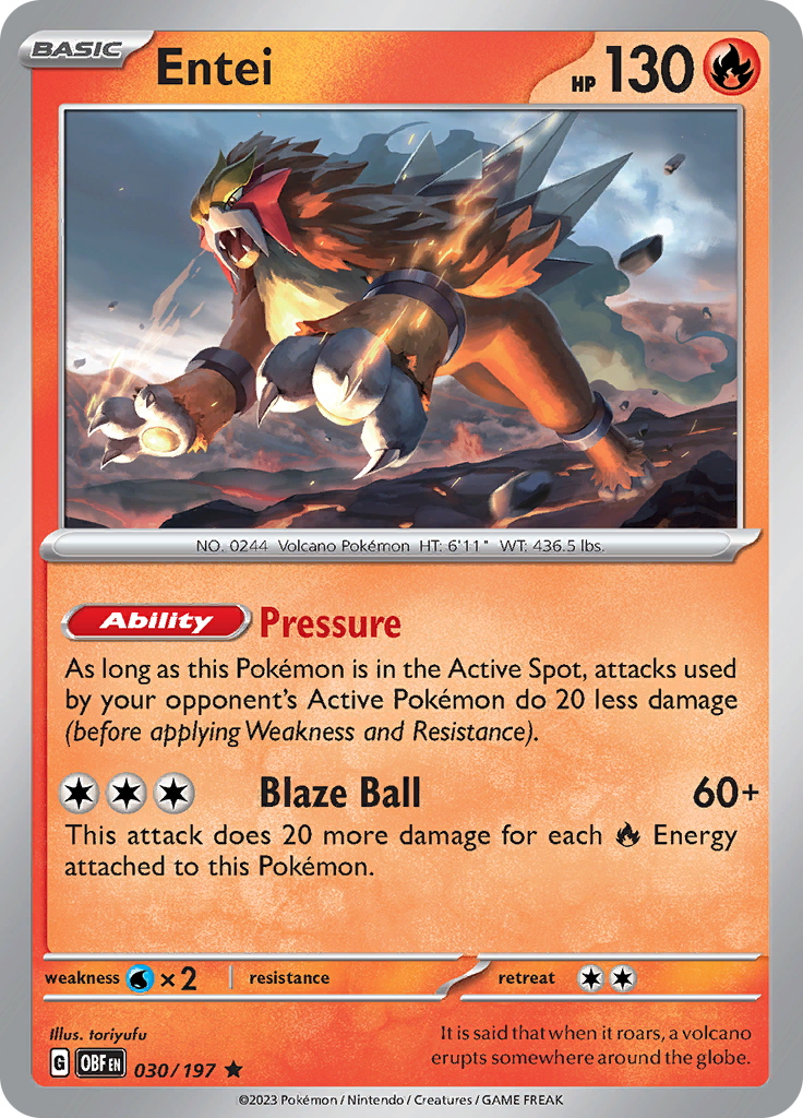 Entei (030/197) [Scarlet & Violet: Obsidian Flames] | Exor Games Bridgewater