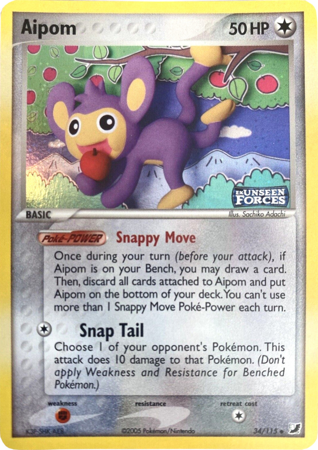 Aipom (34/115) (Stamped) [EX: Unseen Forces] | Exor Games Bridgewater