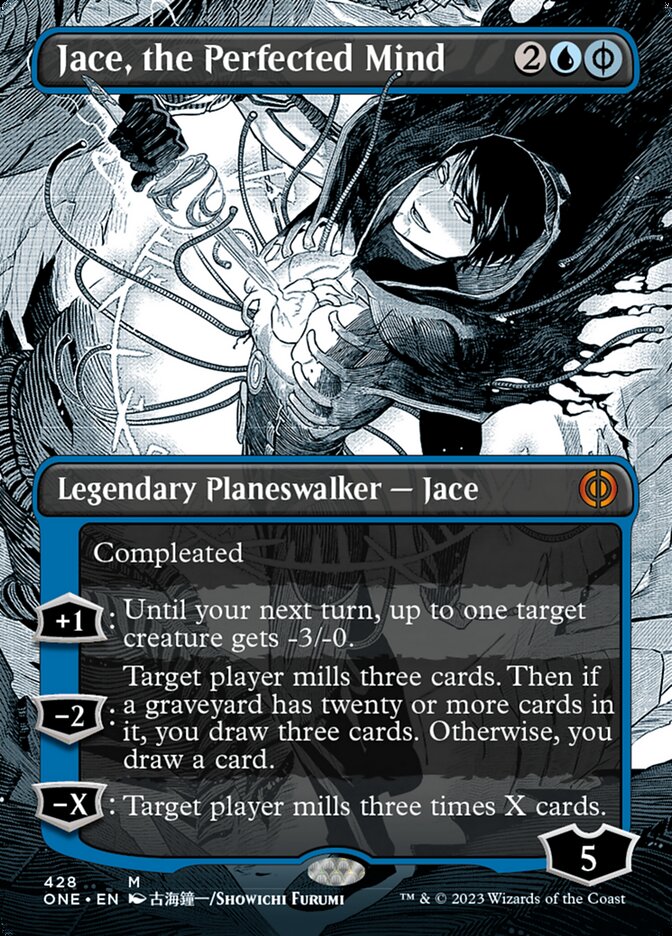 Jace, the Perfected Mind (Borderless Manga Step-and-Compleat Foil) [Phyrexia: All Will Be One] | Exor Games Bridgewater