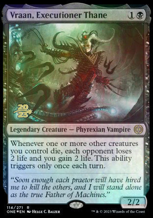 Vraan, Executioner Thane [Phyrexia: All Will Be One Prerelease Promos] | Exor Games Bridgewater