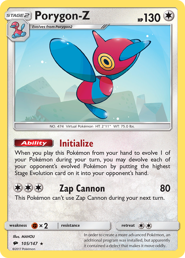 Porygon-Z (105/147) [Sun & Moon: Burning Shadows] | Exor Games Bridgewater