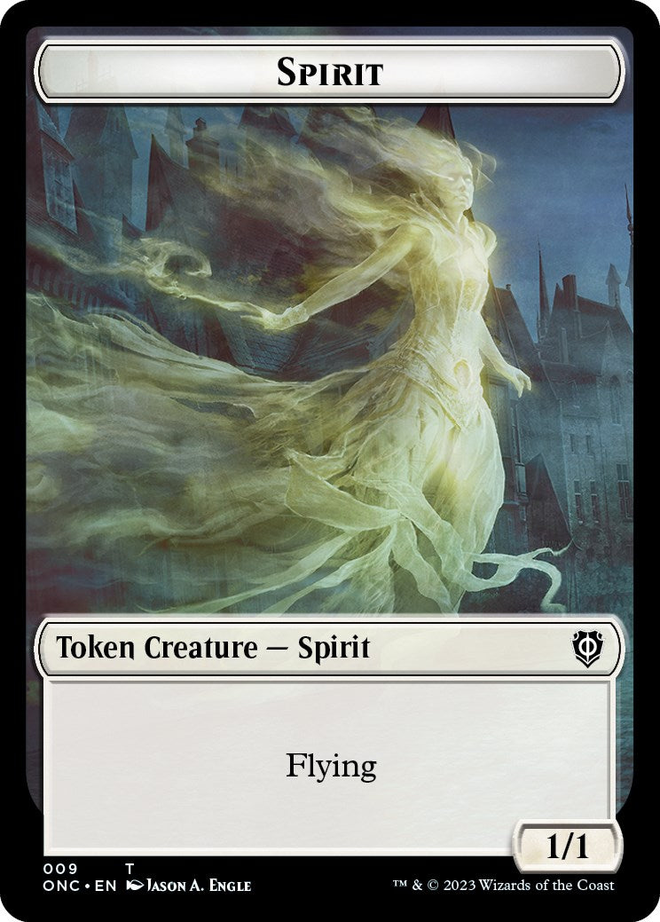 Human // Spirit Double-Sided Token [Phyrexia: All Will Be One Commander Tokens] | Exor Games Bridgewater