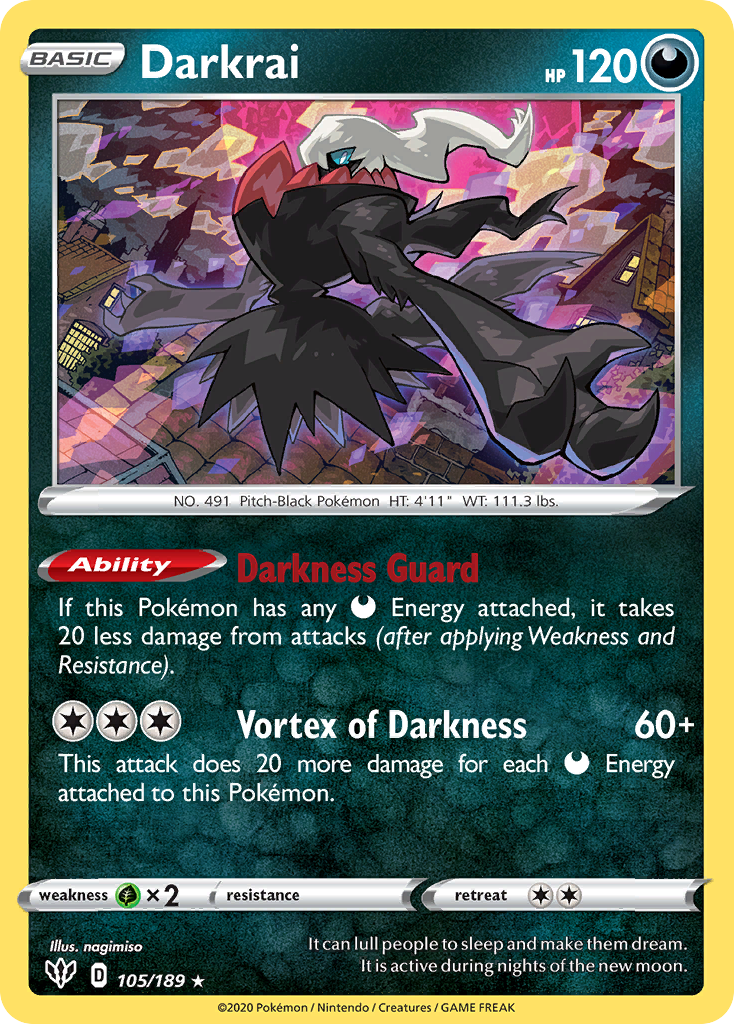 Darkrai (105/189) (Cosmos Holo) [Sword & Shield: Darkness Ablaze] | Exor Games Bridgewater