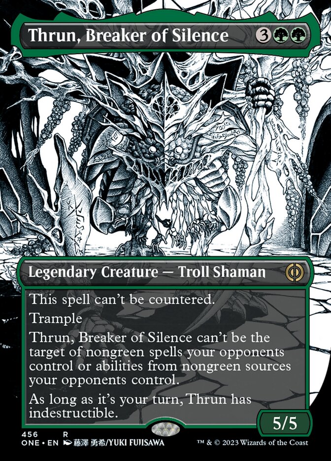 Thrun, Breaker of Silence (Borderless Manga Step-and-Compleat Foil) [Phyrexia: All Will Be One] | Exor Games Bridgewater