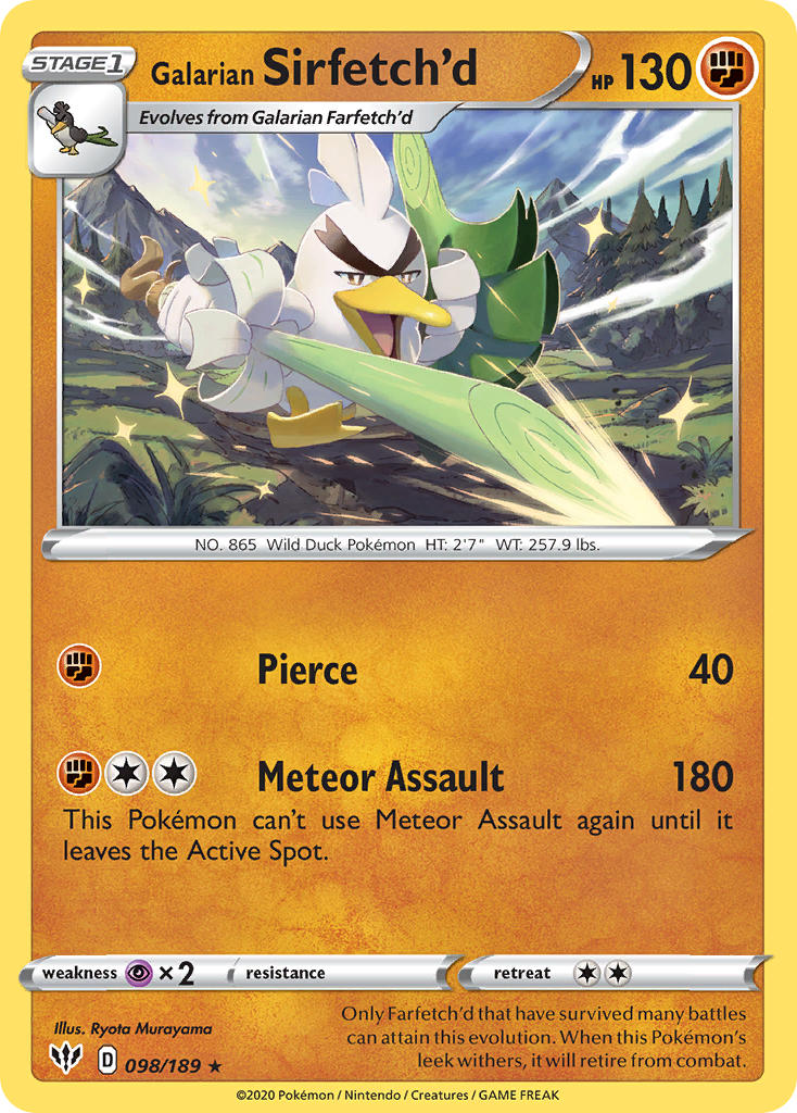 Galarian Sirfetch'd (098/189) (Cracked Ice holo) (Theme Deck Exclusive) [Sword & Shield: Darkness Ablaze] | Exor Games Bridgewater