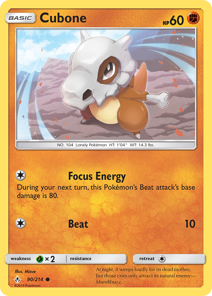 Cubone (90/214) [Sun & Moon: Unbroken Bonds] | Exor Games Bridgewater