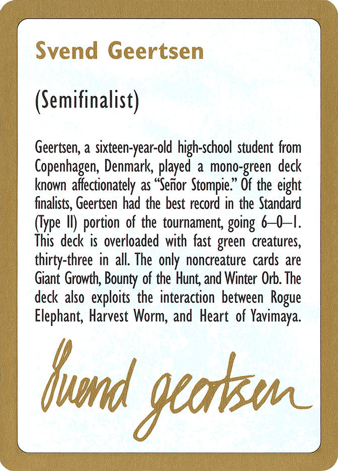 Svend Geertsen Bio [World Championship Decks 1997] | Exor Games Bridgewater