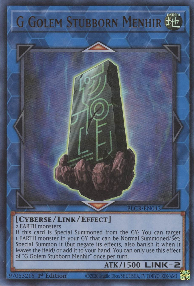 G Golem Stubborn Menhir [BLCR-EN043] Ultra Rare | Exor Games Bridgewater