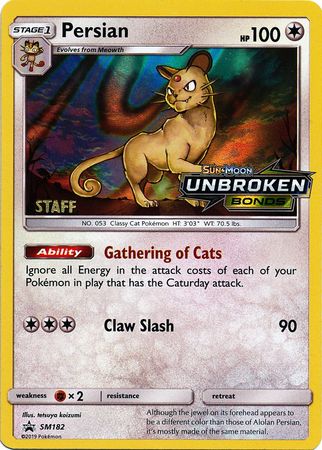 Persian (SM182) (Staff Prerelease Promo) [Sun & Moon: Black Star Promos] | Exor Games Bridgewater
