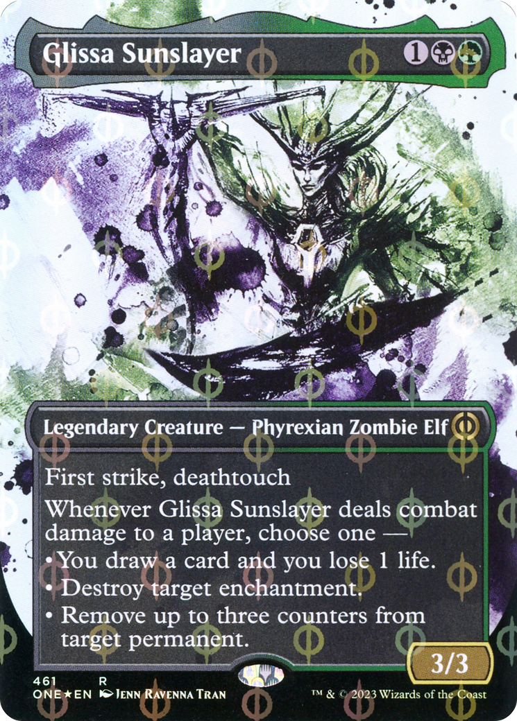 Glissa Sunslayer (Borderless Ichor Step-and-Compleat Foil) [Phyrexia: All Will Be One] | Exor Games Bridgewater