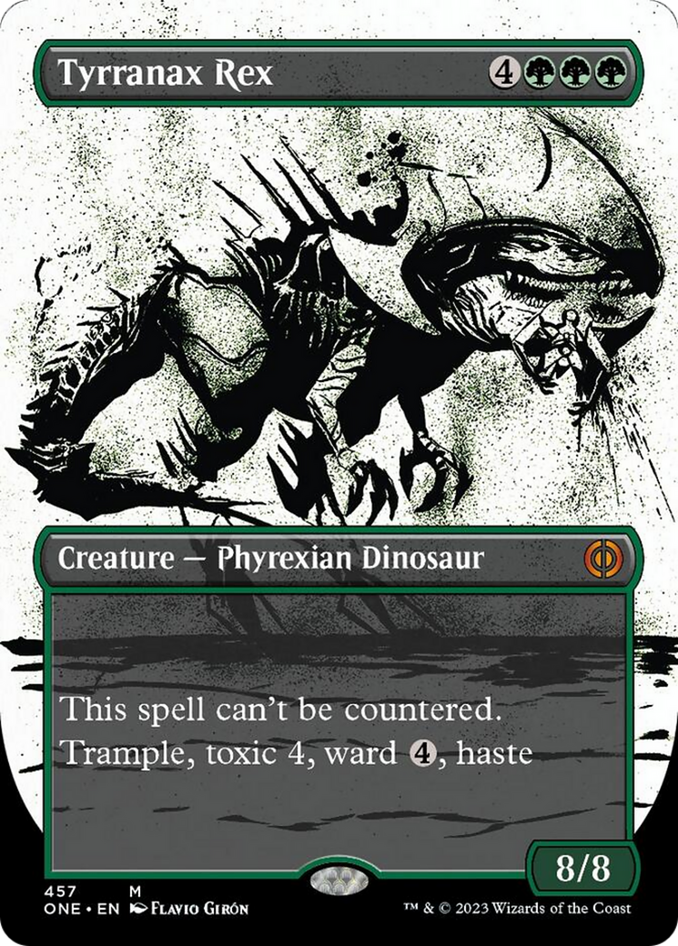 Tyrranax Rex (Borderless Ichor Step-and-Compleat Foil) [Phyrexia: All Will Be One] | Exor Games Bridgewater