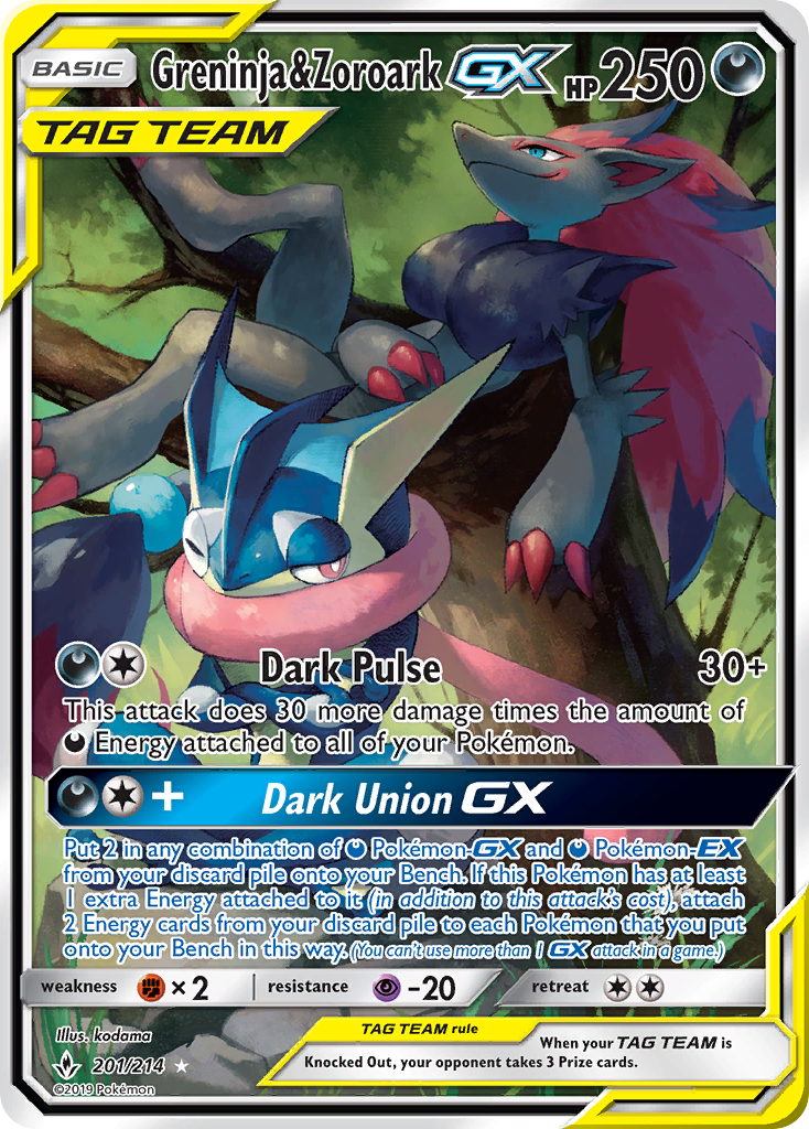 Greninja & Zoroark GX (201/214) [Sun & Moon: Unbroken Bonds] | Exor Games Bridgewater