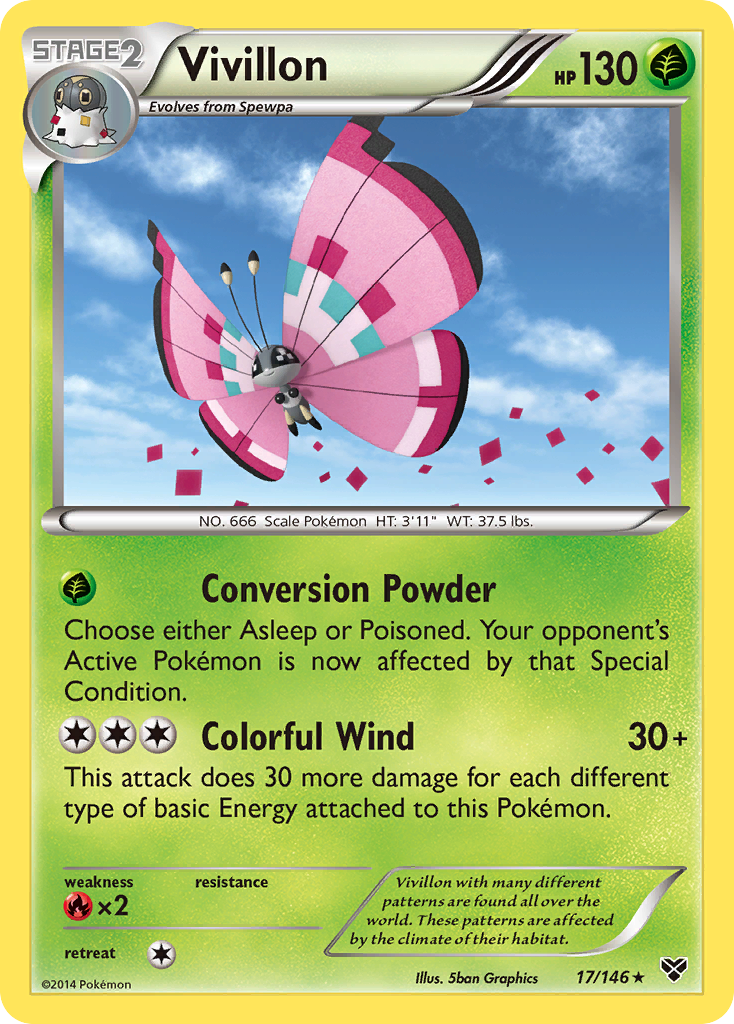 Vivillon (17/146) (Meadow Form/Pink Wings) [XY: Base Set] | Exor Games Bridgewater