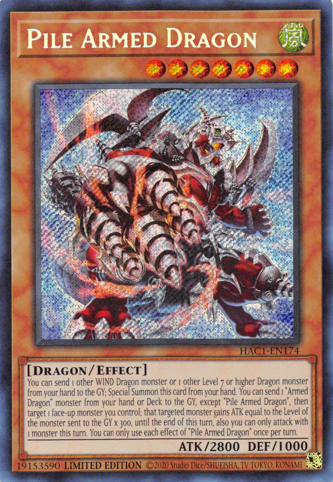 Pile Armed Dragon [HAC1-EN174] Secret Rare | Exor Games Bridgewater