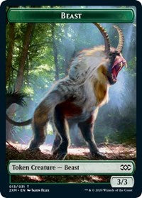 Beast // Treasure Double-sided Token [Double Masters Tokens] | Exor Games Bridgewater