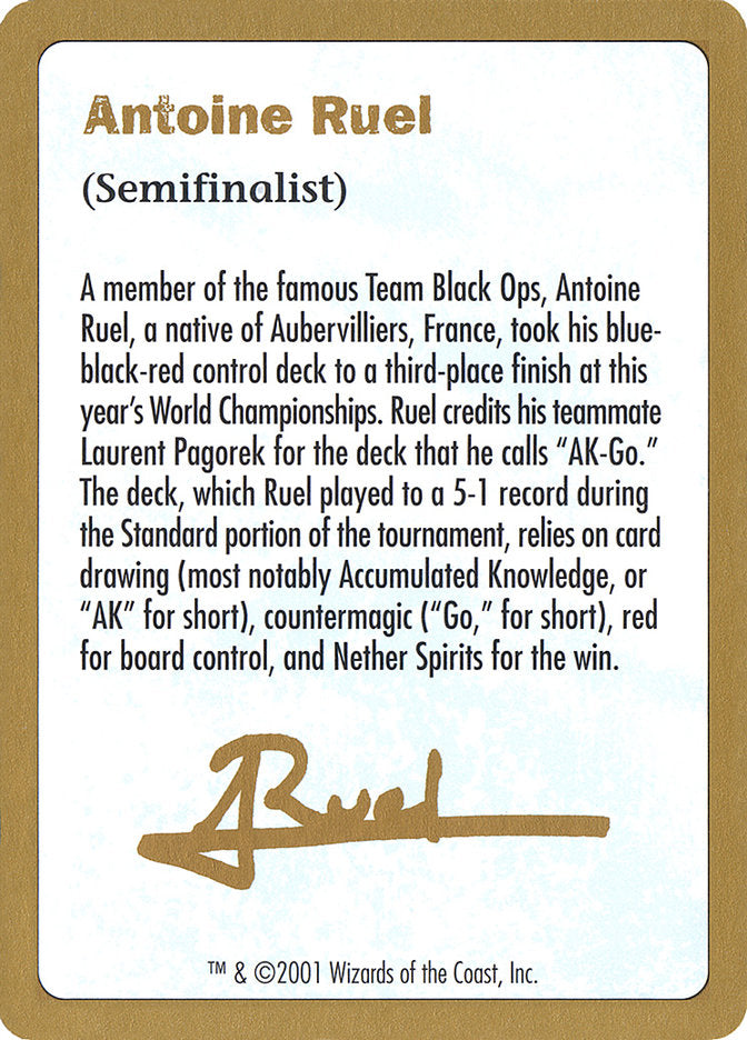 Antoine Ruel Bio [World Championship Decks 2001] | Exor Games Bridgewater