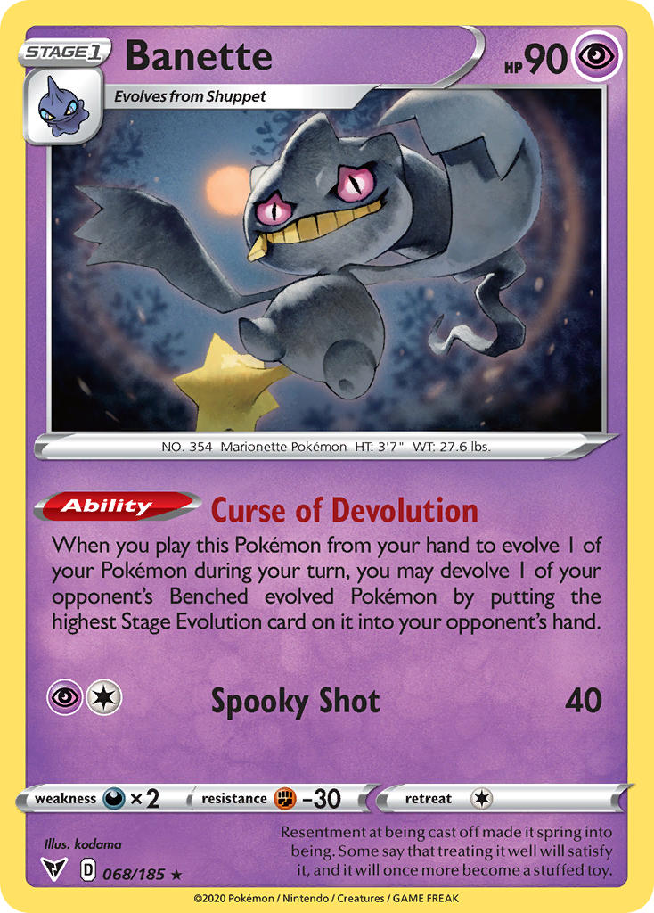 Banette (068/185) [Sword & Shield: Vivid Voltage] | Exor Games Bridgewater