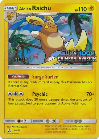 Alolan Raichu (SM72) (Staff Prerelease Promo) [Sun & Moon: Black Star Promos] | Exor Games Bridgewater