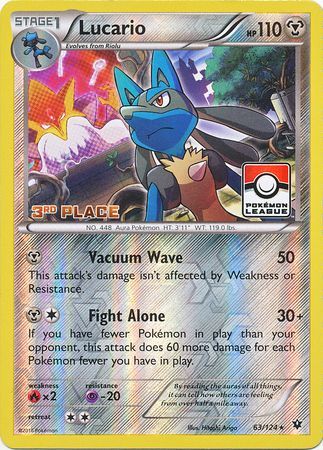 Lucario (63/124) (League Promo 3rd Place) [XY: Fates Collide] | Exor Games Bridgewater