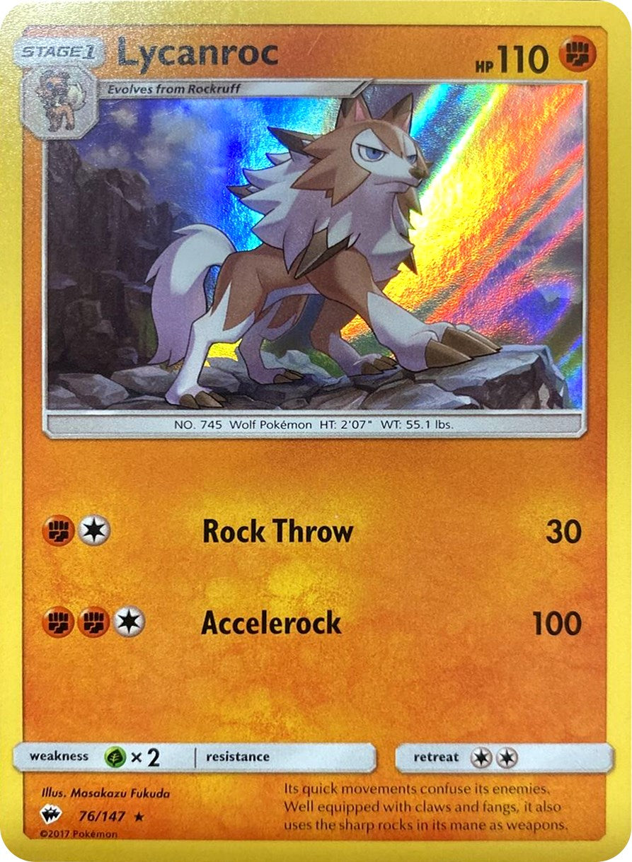 Lycanroc (76/147) (Water Web Holo) [Sun & Moon: Burning Shadows] | Exor Games Bridgewater