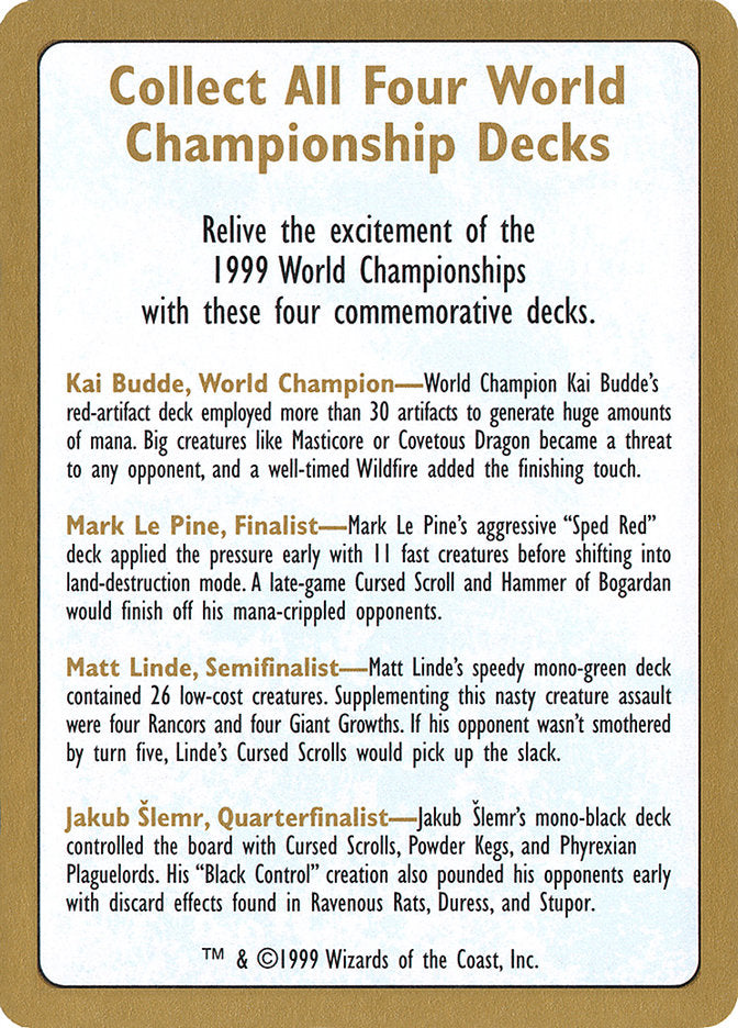 1999 World Championships Ad [World Championship Decks 1999] | Exor Games Bridgewater