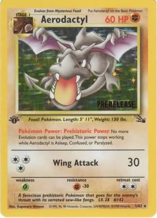 Aerodactyl (1/62) (Prerelease Promo) [Fossil 1st Edition] | Exor Games Bridgewater