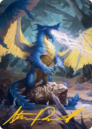 Blue Dragon Art Card (Gold-Stamped Signature) [Dungeons & Dragons: Adventures in the Forgotten Realms Art Series] | Exor Games Bridgewater