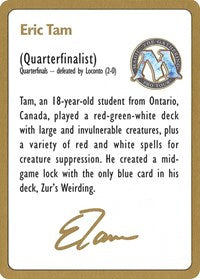 1996 Eric Tam Biography Card [World Championship Decks] | Exor Games Bridgewater