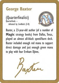 1996 George Baxter Biography Card [World Championship Decks] | Exor Games Bridgewater