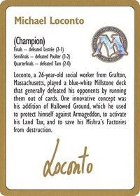 1996 Michael Loconto Biography Card [World Championship Decks] | Exor Games Bridgewater