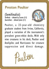 1996 Preston Poulter Biography Card [World Championship Decks] | Exor Games Bridgewater